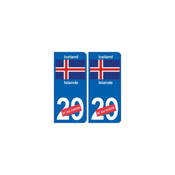 Islande Ísland sticker numéro département au choix autocollant plaque immatriculation auto