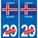 Iceland Ísland sticker number department choice sticker plaque immatriculation auto
