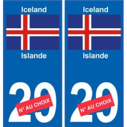 Islande Ísland sticker numéro département au choix autocollant plaque immatriculation auto