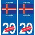 Islande Ísland sticker numéro département au choix autocollant plaque immatriculation auto
