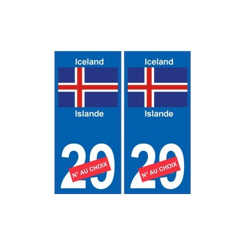 Islande Ísland sticker numéro département au choix autocollant plaque immatriculation auto