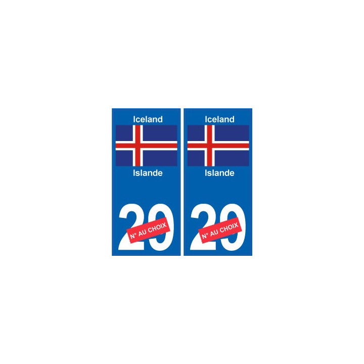 Islande Ísland sticker numéro département au choix autocollant plaque immatriculation auto