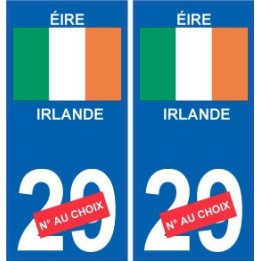 Irlande Éire sticker numéro département au choix autocollant plaque immatriculation auto