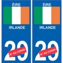 Irlande Éire sticker numéro département au choix autocollant plaque immatriculation auto