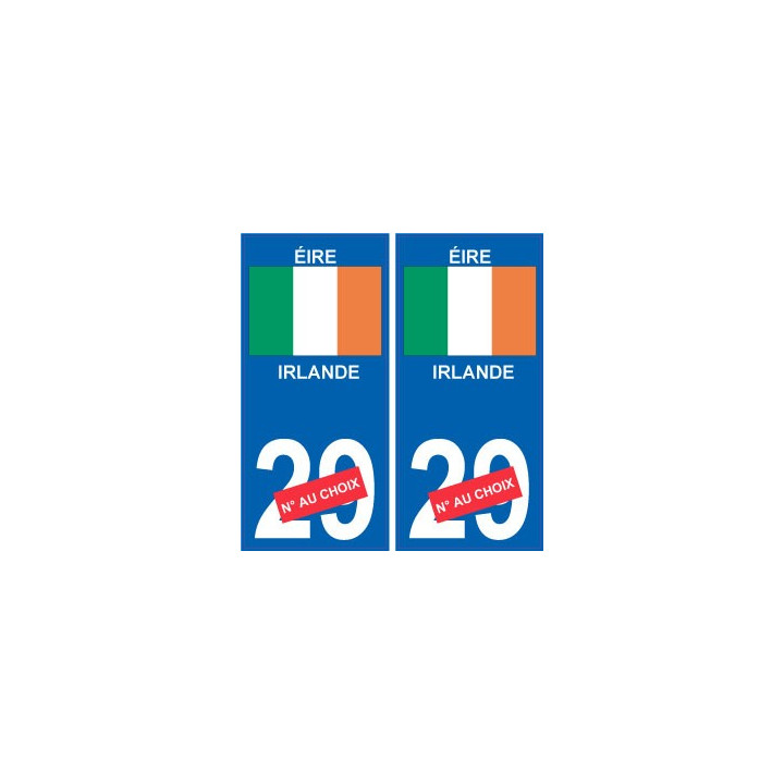 Irlande Éire sticker numéro département au choix autocollant plaque immatriculation auto