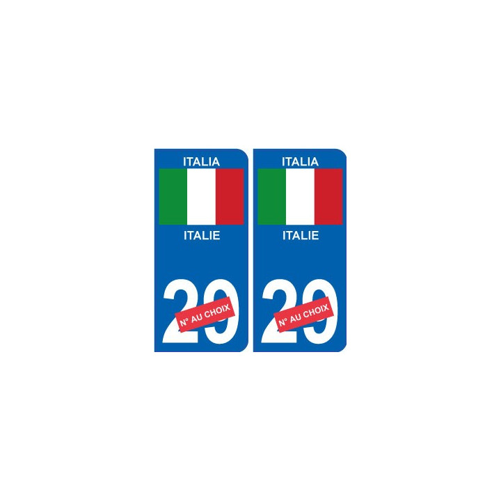 Italie Italia sticker numéro département au choix autocollant plaque immatriculation auto