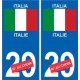 Italie Italia sticker numéro département au choix autocollant plaque immatriculation auto
