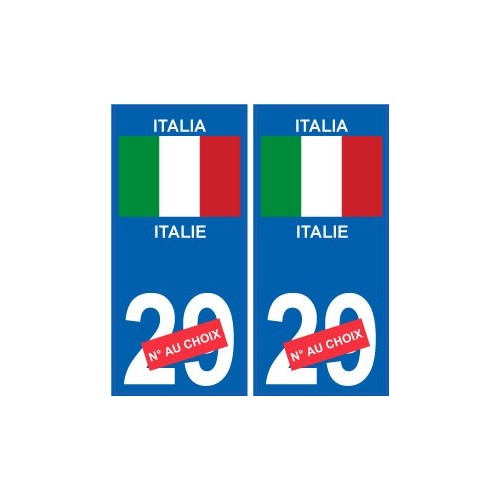 Italie Italia sticker numéro département au choix autocollant plaque immatriculation auto