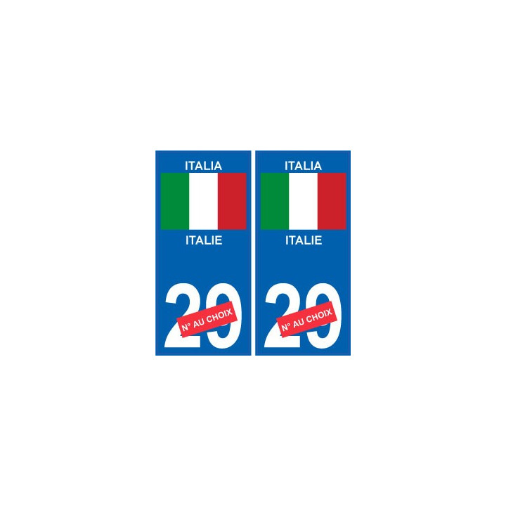 Italie Italia sticker numéro département au choix autocollant plaque immatriculation auto