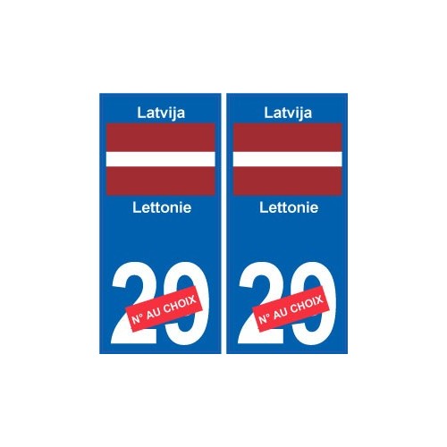 Lettonie Latvija sticker numéro département au choix autocollant plaque immatriculation auto