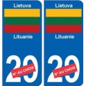 Lituanie Lietuva sticker numéro département au choix autocollant plaque immatriculation auto