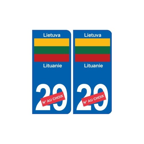 Lituanie Lietuva sticker numéro département au choix autocollant plaque immatriculation auto