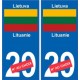 Lituanie Lietuva sticker numéro département au choix autocollant plaque immatriculation auto