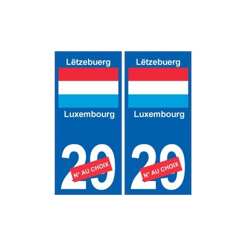 Luxembourg Lëtzebuerg sticker numéro département au choix autocollant plaque immatriculation auto
