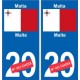 Malte Malta sticker numéro département au choix autocollant plaque immatriculation auto