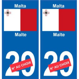 Malte Malta sticker numéro département au choix autocollant plaque immatriculation auto