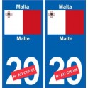 Malte Malta sticker numéro département au choix autocollant plaque immatriculation auto