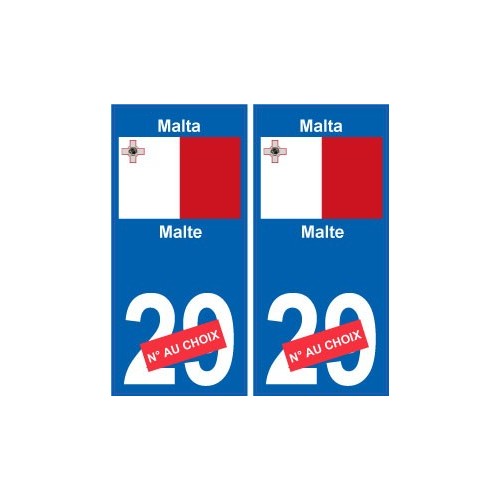 Malte Malta sticker numéro département au choix autocollant plaque immatriculation auto
