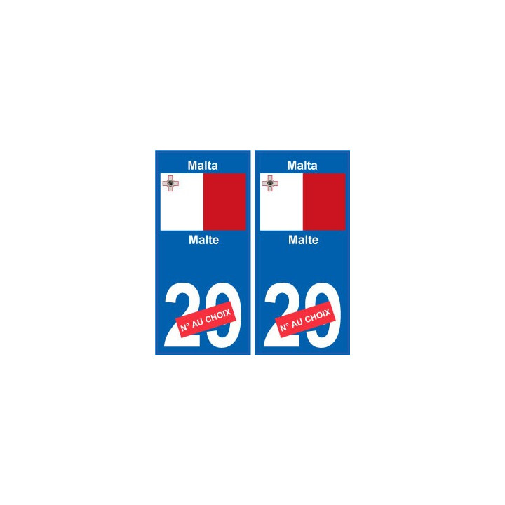Malte Malta sticker numéro département au choix autocollant plaque immatriculation auto