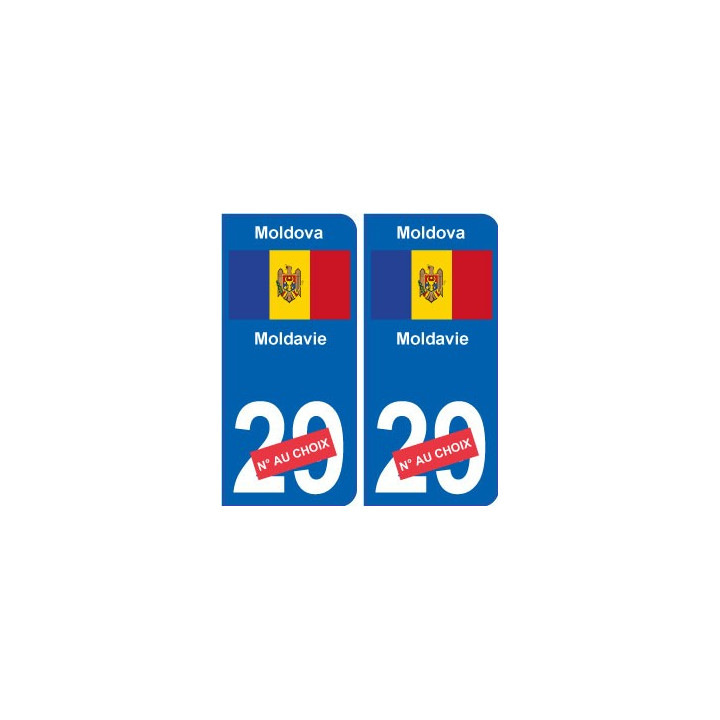 Moldavie Moldova sticker numéro département au choix autocollant plaque immatriculation auto
