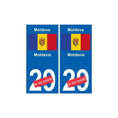 Moldavie Moldova sticker numéro département au choix autocollant plaque immatriculation auto