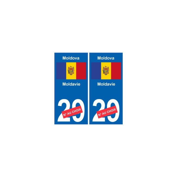 Moldavie Moldova sticker numéro département au choix autocollant plaque immatriculation auto