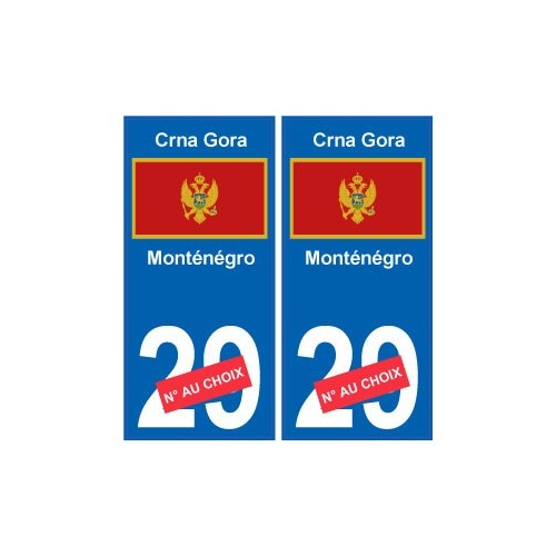 Monténégro Crna Gora sticker numéro département au choix autocollant plaque immatriculation auto