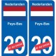 Pays-Bas Nederland sticker numéro département au choix autocollant plaque immatriculation auto