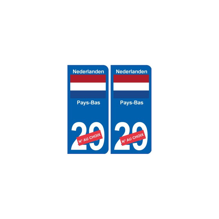 Pays-Bas Nederland sticker numéro département au choix autocollant plaque immatriculation auto