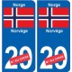 Norvège Norge sticker numéro département au choix autocollant plaque immatriculation auto