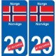 Norvège Norge sticker numéro département au choix autocollant plaque immatriculation auto