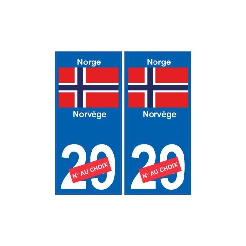 Norvège Norge sticker numéro département au choix autocollant plaque immatriculation auto