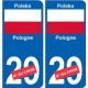 Pologne Polska sticker numéro département au choix autocollant plaque immatriculation auto