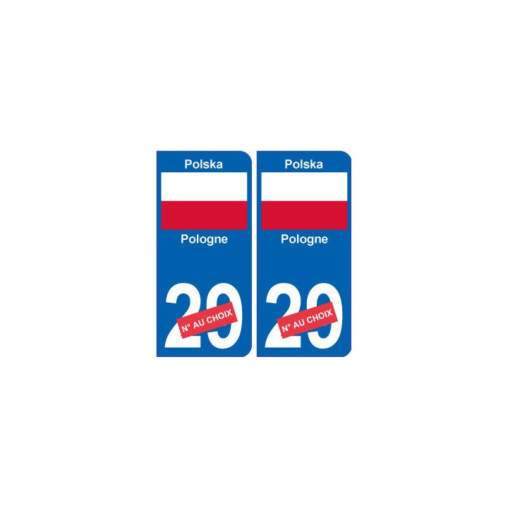 Pologne Polska sticker numéro département au choix autocollant plaque immatriculation auto