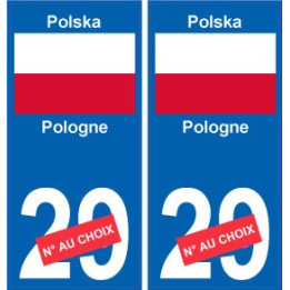 Pologne Polska sticker numéro département au choix autocollant plaque immatriculation auto