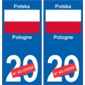 Pologne Polska sticker numéro département au choix autocollant plaque immatriculation auto