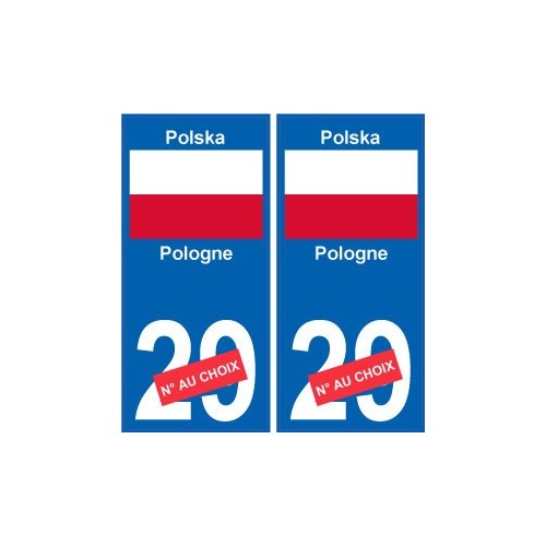 Pologne Polska sticker numéro département au choix autocollant plaque immatriculation auto