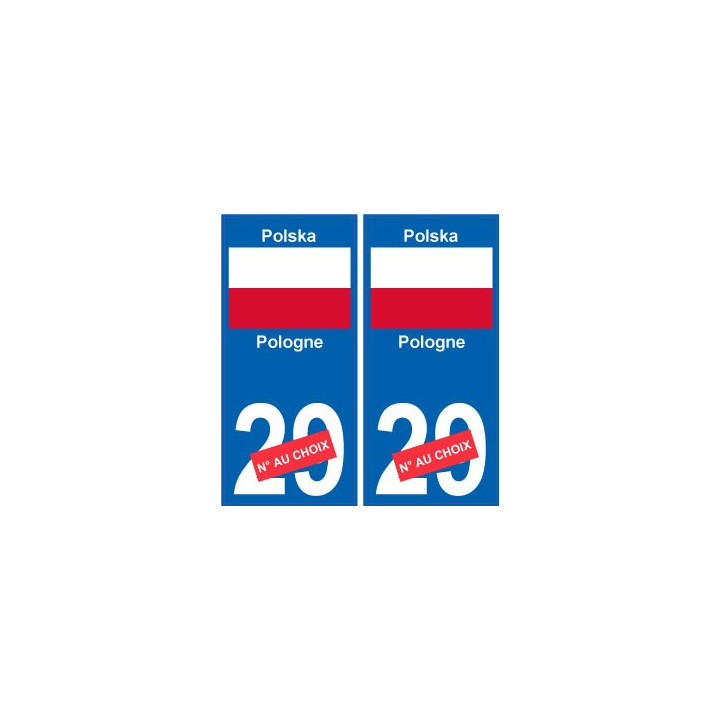 Pologne Polska sticker numéro département au choix autocollant plaque immatriculation auto