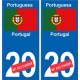 Portugal Portugal sticker numéro département au choix autocollant plaque immatriculation auto