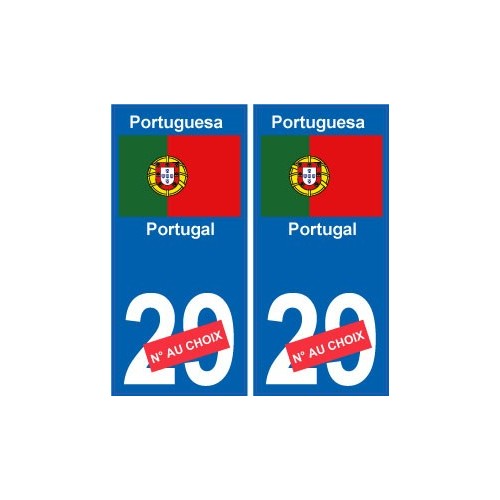 Portugal Portugal sticker numéro département au choix autocollant plaque immatriculation auto