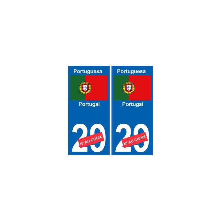 Portugal Portugal sticker numéro département au choix autocollant plaque immatriculation auto