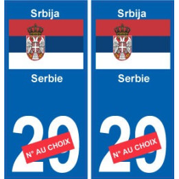 Serbie Srbija sticker numéro département au choix autocollant plaque immatriculation auto