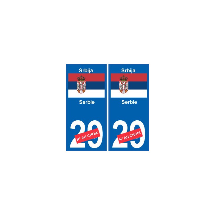 Serbie Srbija sticker numéro département au choix autocollant plaque immatriculation auto