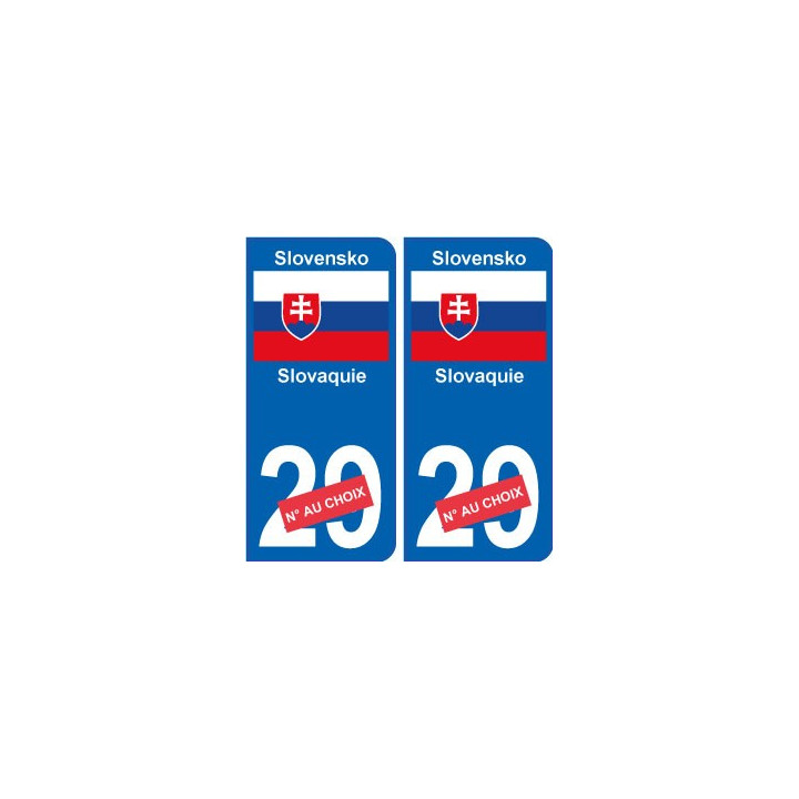 Slovaquie Slovensko sticker numéro département au choix autocollant plaque immatriculation auto