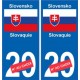 Slovaquie Slovensko sticker numéro département au choix autocollant plaque immatriculation auto