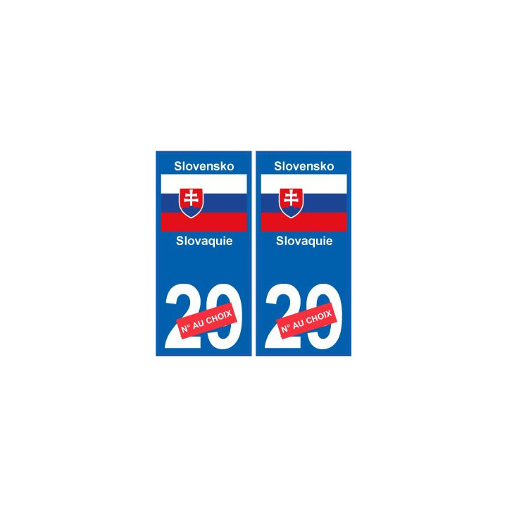 Slovaquie Slovensko sticker numéro département au choix autocollant plaque immatriculation auto