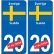 Suède Sverige sticker numéro département au choix autocollant plaque immatriculation auto