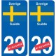 Suède Sverige sticker numéro département au choix autocollant plaque immatriculation auto