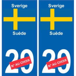 Suède Sverige sticker numéro département au choix autocollant plaque immatriculation auto