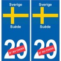 Suède Sverige sticker numéro département au choix autocollant plaque immatriculation auto